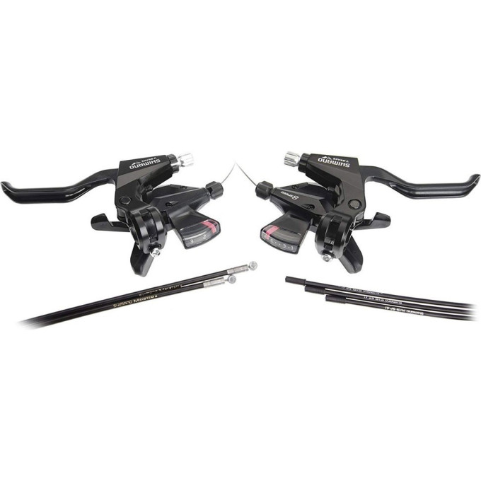 Шифтер/Тормозная ручка SHIMANO ALTUS, M310, левый/правый, 3X8 скоростей, трос+оплетка, черный ESTM3102PTA3L