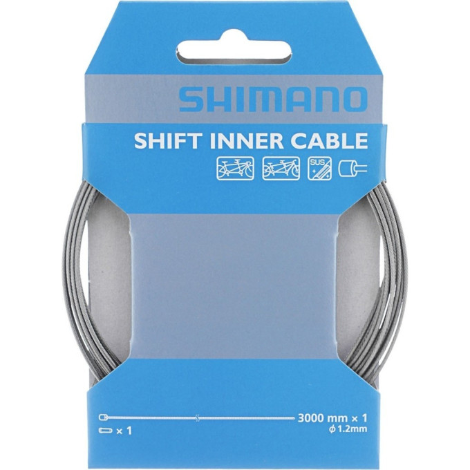 Трос переключателя SHIMANO трос: 1,2X3000 мм , нержавейка, 1 штука, Y60030014